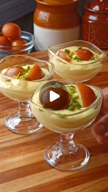 Sumi'sCookingCorner_YT on Instagram: "Custard Gulab Jamun Recipe - Fusion Indian Dessert 😋🤤😍 #reels #food #recipe #cooking #homemade #dessert" Gulab Jamun Custard Recipe, Gulab Jamun Cheesecake Recipe, Fusion Desserts Indian, Kheer Recipe Indian Desserts, Indian Custard Recipe, Indian Fusion Desserts, Indian Fusion Food, Desserts Indian, Fusion Desserts