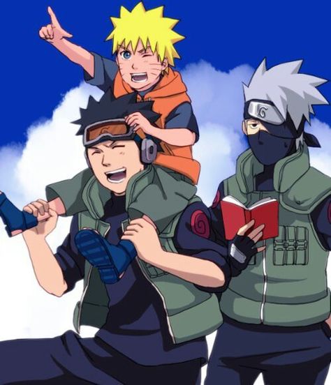 Awwww, if only T.T Obito Kakashi and Naruto Obito Naruto, Team Minato, Kakashi And Obito, Naruto Family, Naruto Teams, Naruto Images, Kakashi Sensei, Naruto Fan Art, Naruto Shippuden Characters