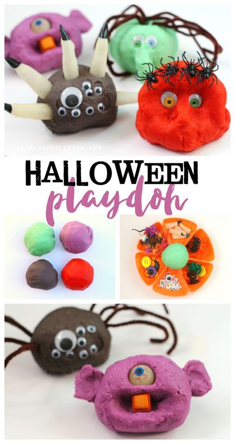 Halloween playdoh - A girl and a glue gun Halloween Playdoh, Spiderweb Art, Diy Play Doh, Fun Activites, Room Parent, Halloween Creatures, Diy Deodorant, Harvest Party, Halloween Favors