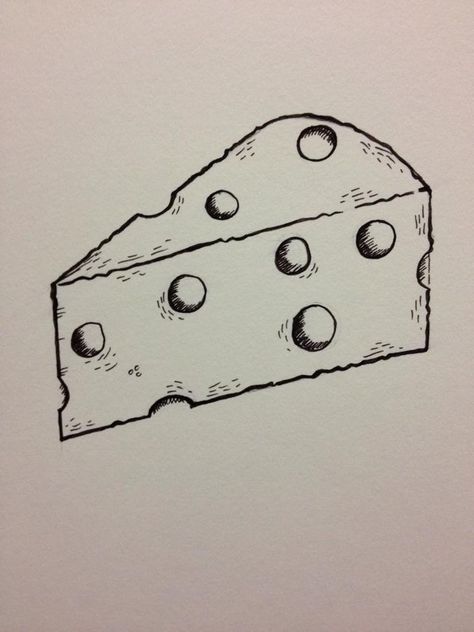 block 'o' cheese hand drawn. Cheese Block Tattoo, Cheese Drawing Aesthetic, Block Of Cheese Drawing, Cheese Wedge Tattoo, Block Of Cheese Tattoo, Swiss Cheese Tattoo, How To Draw Cheese, Cheese Drawing Easy, Cheese Tattoo Ideas