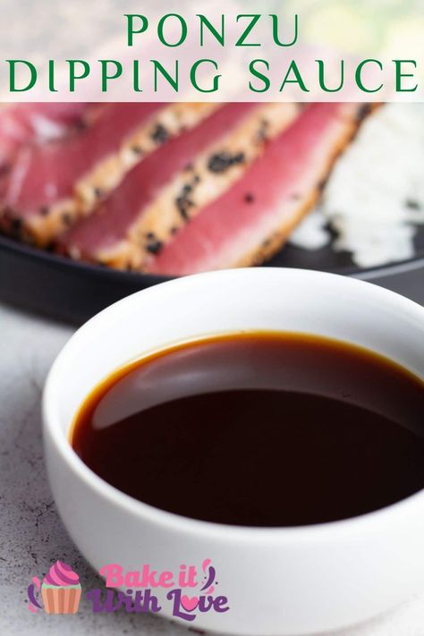 This quick and easy ponzu sauce comes together in just minutes and is absolute perfection when you want a great dipping sauce! Combine soy sauce, rice vinegar, mirin, yuzu, ginger, katsuobushi, and kombu for an umami flavor you're sure to love! BakeItWithLove.com #bakeitwithlove #ponzu #sauce #dipping Ponzu Sauce Recipe, Sukiyaki Recipe, Soy Sauce Rice, Ponzu Sauce, Vegetarian Substitutes, Asian Sauce, Sweet Cooking, Shabu Shabu, Ginger Sauce