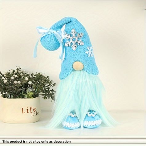 Snowflake Gnome Plush Doll Perfect For Holiday Decor Home - Temu Blue Gnome, Gnome Doll, Office Ornaments, Holiday Blues, Gnome Gift, Blue Snowflakes, Cloth Doll, Snowflake Pattern, Dollhouse Dolls