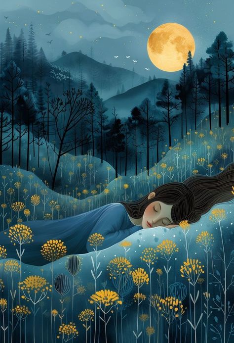 Peaceful Landscapes, Soft Romance, Night World, الفن الرقمي, Whimsical Art Paintings, Animal Illustrations, Whimsical Illustration, Art And Illustration, Dreamy Art