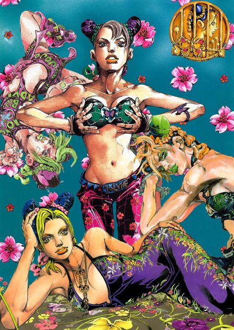 Jojo Magazine Cover, One Piece In Jojo Style, Jolyne Kujo Butterfly Tattoo, Jolyne And Emporio, Jjba Jolyne Fanart, Jolyne Ermes And Ff, Jjba Part 7 Wallpaper, Jojo's Bizarre Adventure Fashion, Jojo's Bizarre Adventure Tattoos