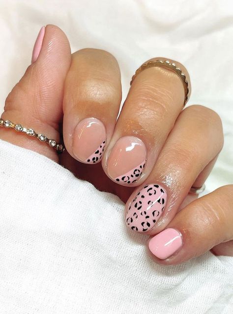 Pink Leopard Nails, Biab Nails, Short Nails Ideas, Cute Short Nails, Cheetah Nails, Leopard Print Nails, Print Nails, Leopard Nails, Animal Nails