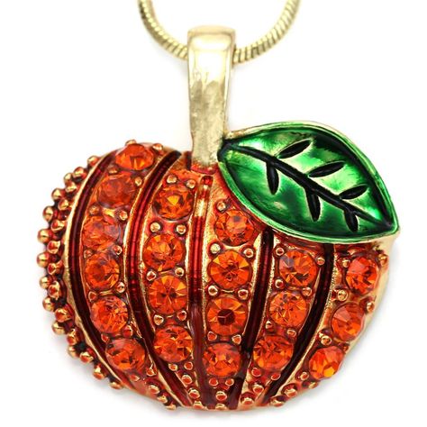 Autumn Thanksgiving Holiday Halloween Pumpkin Pendant Necklace Charm Jewelry Rhinestone Pumpkin, Pumpkin Jewelry, Pumpkin Necklace, Yule Christmas, Pumpkin Thanksgiving, Handmade Jewelry Necklace, Orange Material, Autumn Thanksgiving, Halloween Autumn