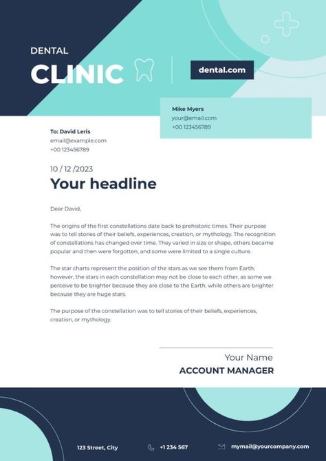 Geometric Linear The Dental Clinic Letterhead Clinic Letterhead Design, Letterhead Template, Letterhead Design, Star Chart, Brand Kit, Used Tools, Dental Clinic, Letterhead, Business Branding