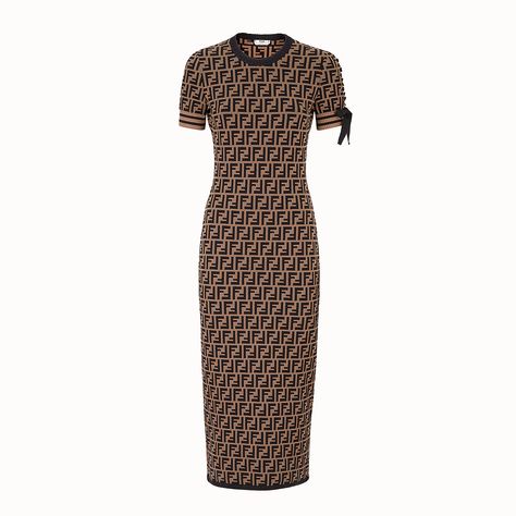 FENDI DRESS - Multicolour fabric dress - view 1 zoom Fendi Dress Outfit, Fendi Dress, Fendi Fashion, Pencil Skirt Outfits, Vanessa Paradis, Italian Outfits, Africa Fashion, Fashion Attire, Casual Chic Outfit