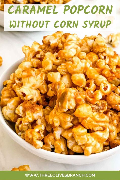 The perfect snack recipe, this Homemade Caramel Popcorn Recipe (without Corn Syrup) is a fast and easy sweet and salty dessert. A great appetizer or party food for fall. Gluten free. Recipe For Caramel Popcorn, Carmel Popcorn Without Corn Syrup, Caramel Popcorn Recipe No Corn Syrup, Caramel Popcorn Without Corn Syrup, Carmel Corn Recipe, Caramel Sauces, Food For Fall, Popcorn Recipes Sweet, Carmel Popcorn