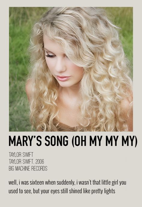 Marys Song Taylor Swift, Polaroid Poster Taylor Swift, Polaroid Songs, Song Taylor Swift, Taylor Swift Discography, Poster Taylor Swift, Mary's Song, Wall Pics, Polaroid Posters