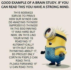 Can You Read This Challenge, Minion Humor, Funny Minion Memes, Minion Pictures, The Minions, Minion Jokes, Funny Mind Tricks, A Minion, Funny Texts Jokes