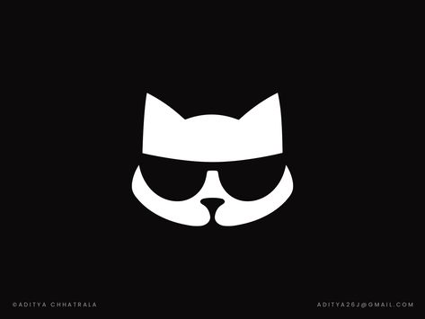 Cool Cat - logo design by Aditya Chhatrala Lucky Cat Logo, Cat Logo Design Ideas, Random Logo, Logo Gato, Cat Branding, Cat Logos, Introvert Cat, Icon Cat, Logo Cat