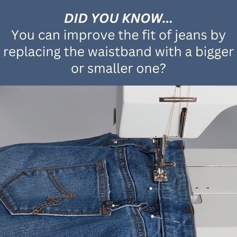 Learn how you can improve the fit of your jeans by replacing the waistband with a bigger or smaller size. Click here for more. Sew Jeans, How To Make Jeans, Threads Magazine, Sewing Jeans, Garment Sewing, Patterned Jeans, Upcycle Recycle, Sewing Tips, Sewing Project