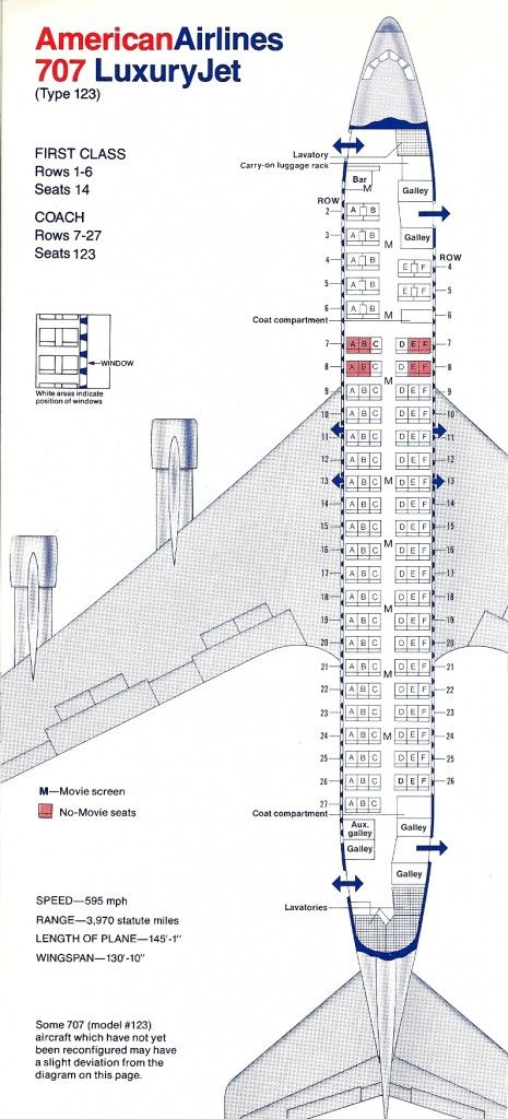 American Airlines Boeing 707 (type 123) “LuxuryJet”. 1970s Coach Seats, Airline Interiors, American Airlines Flight Attendant, Flight Map, Airplane Seats, Airline Seats, American Airlines Center, Boeing 707, Vintage Airline