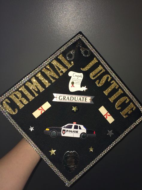 Criminal Justice Graduation Cap More Grad Cap Ideas Criminology, Finally Done With This Bs Graduation Cap, Graduation Cap Criminology, Criminology Grad Cap, Lawyer Graduation Cap, Grad Cap Ideas, College Grad Cap Ideas, Son Birthday Quotes, Graduation Cap Decoration Diy