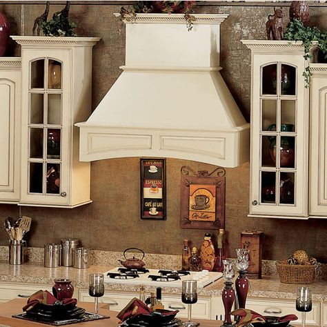 Signature Series Arched Wall Mounted Range Hood - by Omega National Non Vented Range Hood, Curved Wood Range Hood, Brown Wood Oven Hood, Farmhouse Range, Colored Liner, 36” Range Hood, 48" Range Hood, Decorative Arch, Wooden Range Hood