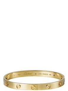 CARTIER LOVE 18ct yellow-gold bracelet Pink Gold Jewelry, Bracelet Cartier, 18k Gold Bangle, Rose Gold Bangle, Yellow Gold Bangle, Bracelet Love, Iconic Fashion, 18k Gold Jewelry, White Gold Bracelet