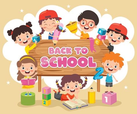 Back To School Images, Valentine Card Crafts, School Concept, Funny Children, School Illustration, School Frame, School Images, School Cartoon, Toddler School