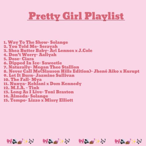 This is my perfect go-to playlist when I need some baddie vibes while doing my makeup💋💄🎶✨🎀 Also perfect for those mornings where you need a lil bad bih confidence to motivate you to give it your all that day!! Rock with me & comment some faves I love new music & new artists!!❤️ #music #playlist #pink #feels #dope #tracklist #youngliving #writer #artists #popculture #millennial #vibes #summervibes #spring #love #list #makeup #confidence #positive Confidence Playlist Name, Confident Songs Playlist, Songs To Feel Like A Baddie, Feel Good Music Playlist, Songs Baddie, Confidence Songs, Confidence Playlist, In My Feelings Playlist, Makeup Playlist