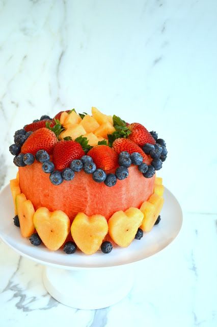 Julie Ann Events: Watermelon Cake Made Out Of Real Fruit. Cake Made Of Fruit, Watermelon Recipes Dessert, Cake Decorated With Fruit, Watermelon Dessert, Fruit Birthday Cake, Deco Fruit, Fresh Fruit Cake, Cake Fruit, Fruit Birthday