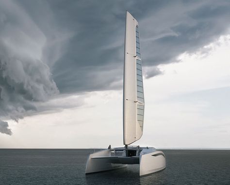 Zero Sail Concept Sailing Yacht by Julius Graupner and Thor Unbescheid Mud Boats, Ocean Sports, Catamaran Yacht, Sailboat Design, Boy Toys, Floating House, Yacht Design, Super Yachts, Fuel Cell