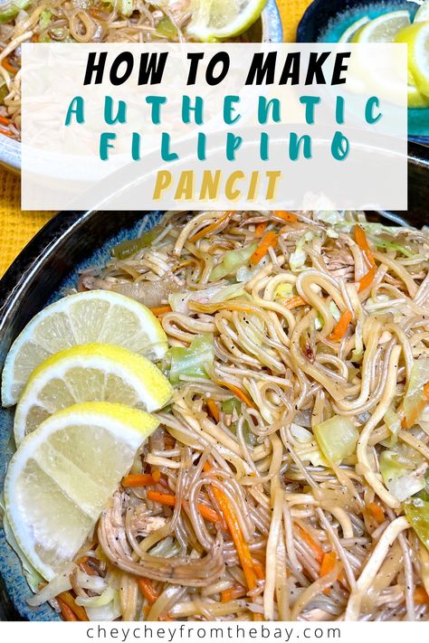 Growing up pancit was one of my favorite Filipino dishes to enjoy with my family. I never knew how easy it was to make! Now that I do, it’s a dish I like to whip up whenever I want it (family party or not!). The key to making this pancit is preparation, which is the only really tedious part of… Pancit Recipe Filipino Easy, Filipino Pancit Recipe, Authentic Pancit Recipe Filipino, Pancit Recipe Filipino, Chicken Pancit Recipe, Philippino Recipes, Chicken Lumpia, Philapino Recipes, Guamanian Food