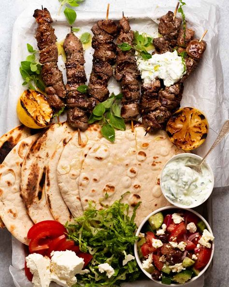 Photo of Lamb souvlaki Lamb Souvlaki Wraps, Greek Mexican Fusion, Lamb Slouvaki, Lamb Kebab Recipes, Souvlaki Lamb, Boneless Lamb Leg, Lamb Souvlaki Recipe, Greek Kebab, Souvlaki Skewers