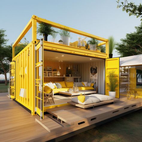 Yellow Container Home :: Behance Container Park, Cabana Design, Container Home Ideas, Loft Hotel, Shipping Container Design, Container Cafe, Container Conversions, Shipping Container Home Designs, Concept Models Architecture