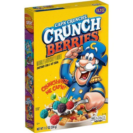 Captain Crunch Berries, Cap'n Crunch, Berry Cereal, Captain Crunch, Crunch Berries, Kids Cereal, Capn Crunch, Cereal Brands, Peanut Butter Crunch