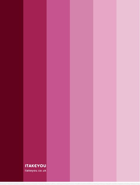 Shades of Pink Colour Combination - Pink Color Names | itakeyou.co.uk Pink Wall Colour Combination, Pink Shades Chart, Shades Of Pink Names, Pink Color Chart, Pink Colour Combination, Purple Names, Combination Color, Pink Color Combination, Bedroom Color Combination