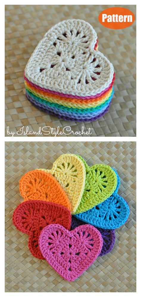 10+ Heart Coaster Free Crochet Pattern and Paid - Page 2 of 2 Coaster Crochet Pattern, Heart Coaster, Coaster Crochet, Crochet Heart Pattern, Crochet Mignon, Confection Au Crochet, Crochet Easter, Crochet Coaster Pattern, Valentines Crochet