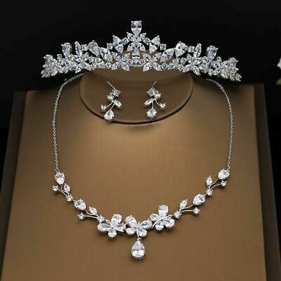 Silver Necklace Prom, Tas Louis Vuitton, Prom Necklace, Crystal Crown Tiaras, Crystal Bridal Jewelry Sets, Crystal Crown Wedding, Bride Jewelry Set, Prom Necklaces, Crystal Tiara