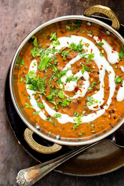 a platter of dal bukhara drizzled with vegan cream and sprinkled with cilantro Dal Bukhara, Recipes Using Tofu, Instant Pot Dal, Black Gram, Vegan Richa, Tomato Puree, Garlic Noodles, Cashew Cream, Vegetable Puree