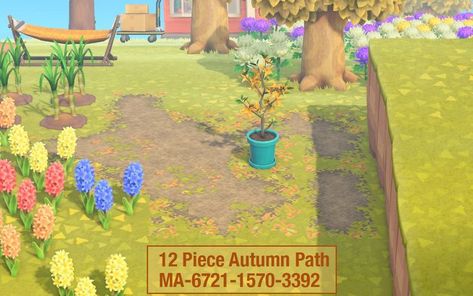 Acnh Dirt Path, Acnh Autumn, Leaf Animals, Path Design, New Animal Crossing, Fall Vibes, Animal Crossing, Autumn Leaves, Animals