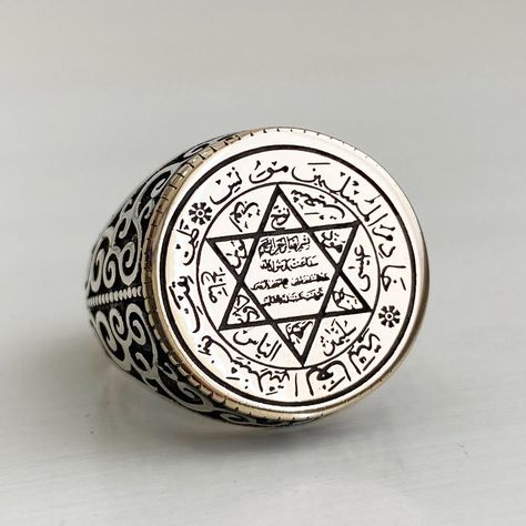 Turkish artisan handmade 925 sterling silver mens ring with seal of solomon and david star  Metal: 925 sterling silver, bronze Weight: 14 gram | 0.493 ounce Gemstone: without Style: Islamic Solomon Seal, Solomons Ring, David Ring, Finance Infographic, David Star, Seal Of Solomon, Medieval Rings, Solomons Seal, King Solomon