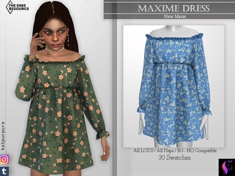 The Sims Resource - Maxime Dress Sims Todlers Cc, The Sims 4 Kids, Hicks Und Astrid, Lotes The Sims 4, Sims 4 Toddler Clothes, Sims Baby, Die Sims 4, Diy Sy, Sims 4 Cc Kids Clothing