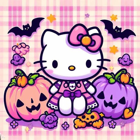 Hello Kitty Halloween Aesthetic, Kuromi Halloween, Halloween Sanrio, Hello Kitty Halloween Wallpaper, Sanrio Halloween, Halloween Hello Kitty, Hello Kitty Wallpaper Hd, Halloween Wallpaper Iphone Backgrounds, Hello Kitty House