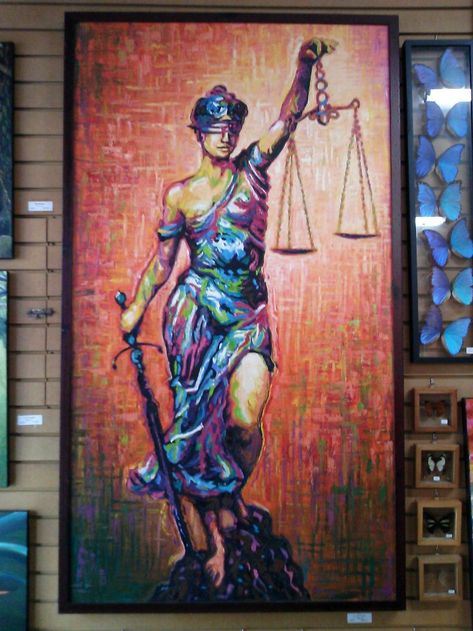 Law Painting Ideas, Lady Justice Painting, Lady Justice Art, Justice Painting, Law Painting, Law Art, Law Office Design, Justice Statue, Goddess Of Justice