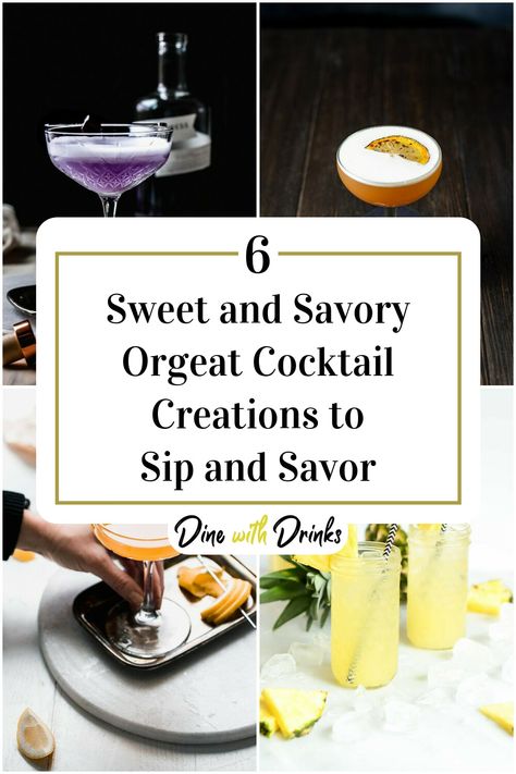 Collage of 4 orgeat cocktails. Orgeat Cocktails Recipe, Orgeat Cocktail, Savory Cocktails, Day Drinking, Sweet And Savory, New Blog Post, Amazing Recipes, Mixology, Taste Buds