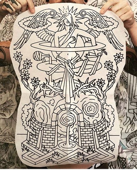 Back Tattoo Men Traditional, Trad Backpiece Tattoo, Old School Back Tattoo, Back Tattoo Traditional, Traditional Back Piece Tattoo, American Traditional Back Tattoo, American Traditional Back Piece, Traditional Tattoo Back Piece, Traditional Back Piece