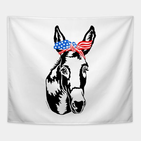 I drew the prettiest donkey I could with wise eyes and long eyelashes. I then dressed her in a US Flag bandana with red white and blue stars and stripes. Have fun showing your patriotism for the Democratic Party, or if you are a donkey loving farm girl, it is your right! This is an Exclusive design only legally available from our company, Double Brush. -- Choose from our vast selection of tapestries to match with your desired size to make the perfect custom tapestry. Pick your favorite: Movies, Red White And Blue Stars, Long Eyelashes, A Donkey, Blue Stars, Longer Eyelashes, Farm Girl, Stars And Stripes, Us Flag, Democratic Party