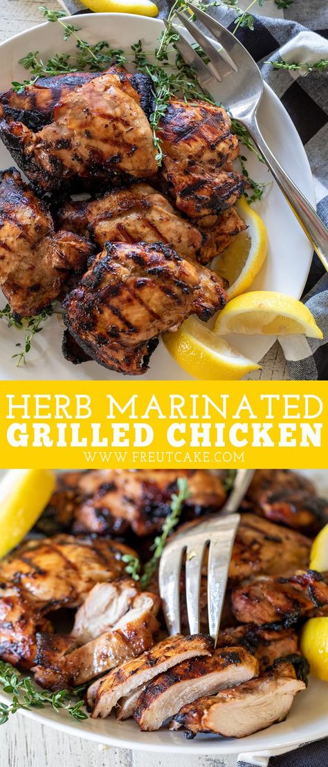 Grilled Herb Marinated Chicken Herb Marinated Chicken, Oven Grilled Chicken, Flavorful Grilled Chicken, Chicken Breast Marinade Recipes, Herb Chicken Recipes, Fresh Herb Recipes, Marinated Chicken Recipes, Outdoor Cooking Recipes, Grilled Chicken Marinade