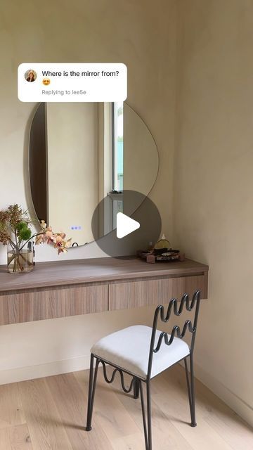 ELLIE WATSON on Instagram: "Mirror is from @invogue_mirrors and it’s called the Lucca 💕💕" Wavy Mirror Vanity, Ellie And Jared House, Heart Mirror Desk, Heart Mirror Shelf, Lucca, House Inspo, Room Inspo, Mirror, Instagram