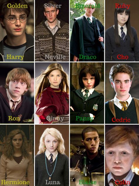 Golden Trio (Harry, Ron, Hermione), Silver Trio (Neville, Ginny, Luna), Emerald Trio (Draco, Pansy, Blaise), Ruby Trio (Cho, Cedric, Colin) Harry Potter The Silver Trio, Hermione Ginny And Luna Fanart, Platinum Trio Harry Potter, Ron X Luna, Silver Trio Harry Potter Fanart, Harry And Cho Fanart, Pansy X Blaise, Blaize Zabini X Ron, Blaise X Harry