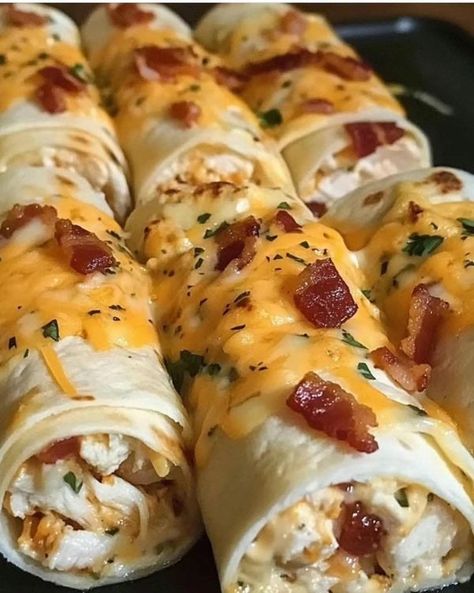 Mommy Needs A Recipe!! | Chicken bacon ranch roll-up | Facebook Chicken Bacon Ranch Wrap, Chicken Shredded, Shredded Cheddar Cheese, Chicken Bacon Ranch, Cooked Chicken, Bacon Ranch, Barbecue Chicken, Recipe Chicken, Roll Ups