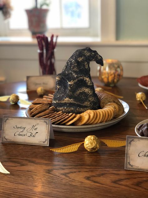 Harry Potter Sorting Hat Cheese Ball, Sorting Hat Cheese Ball, Harry Potter Themed Adult Birthday Party, Fancy Harry Potter Party, Harry Potter Birthday Party Ideas Slytherin, Harry Potter Viewing Party, Triwizard Tournament Party, Adult Harry Potter Birthday, Harry Potter 30th Birthday Party