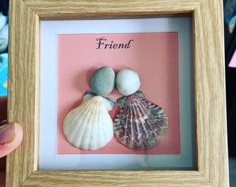 JohandmadeGifts on Etsy Friends Pebble Art, Pebble Art Family, Images D'art, Pebble Pictures, Art Friend, Gifts For Your Sister, Congratulations Gift, Handmade Gift Tags, Handmade Heart