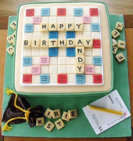 Cake Walk: Scrabble Board Birthday Cake                              … Scrabble Cake Ideas, Board Game Birthday Cake, Board Game Cake Ideas, 90th Birthday Cakes For Grandpa, Scrabble Birthday Party Ideas, Sorry Board Game Cake, Scrabble Party Decorations, Crossword Birthday Cake, Scrabble Themed Party