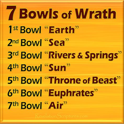 Seven Bowls In Revelation, The Seven Bowls Of Revelation, Bible End Times, Revelation Study, The Wrath Of God, Bible Evidence, Wrath Of God, Revelation 16, Revelation Bible Study