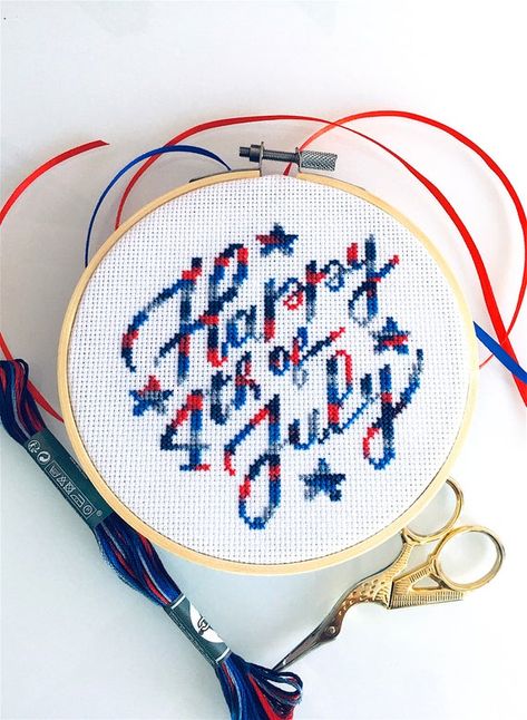 Patriotic Cross Stitch Patterns, Patriotic Embroidery, Patriotic Cross, Ornament Cross Stitch, Cross Stitch Hoop, Patriotic Jewelry, Holiday Cross Stitch, Small Cross Stitch, Patriotic Crafts